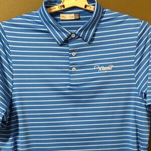 KJUS Blue Stripe Golf Polo Waterfall Club Logo SIZE XL
